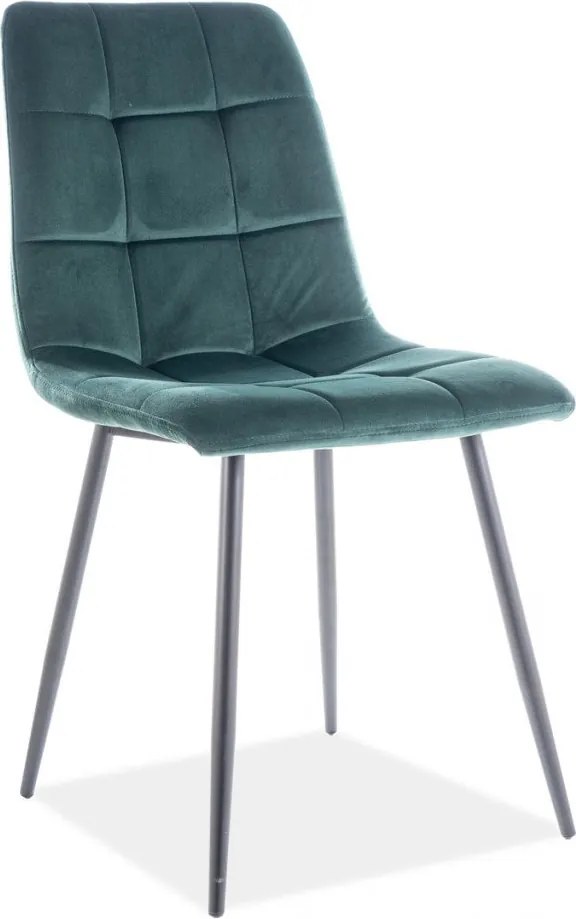 Sedia Mila in velluto verde/nero Blu78