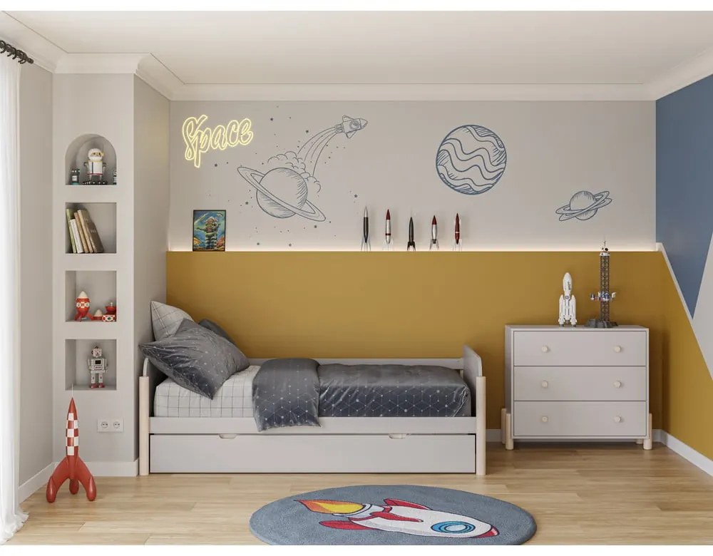 Letto per bambini in legno di pino crema con letto estraibile 90x190 cm Enola - Marckeric