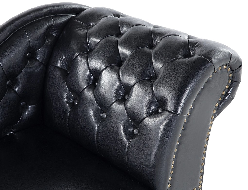 Chaise longue vintage destra in pelle sintetica nera NIMES Beliani