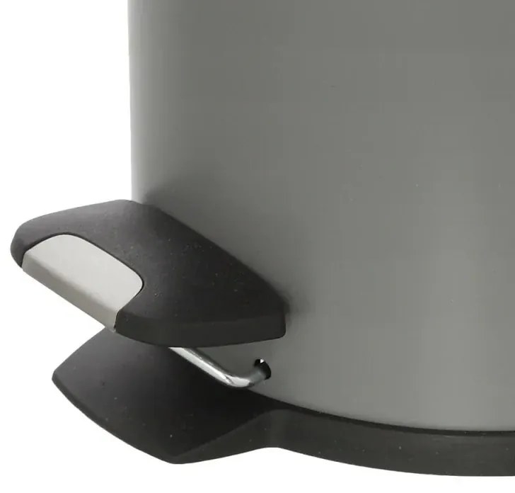 Pattumiera bagno in acciaio grigio con pedale e coperchio slim 3 lt