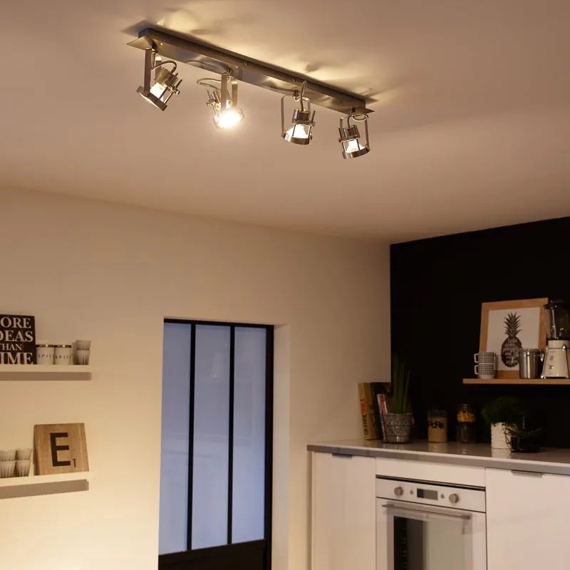 Faretto decorativo senza fonte luminosa TECHNIC NEW CROMO SATINATO in inox grigio GU10 42W INSPIRE 4 luci