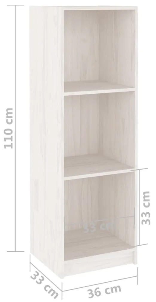 Libreria/Divisorio Bianco 36x33x110 cm Legno Massello di Pino