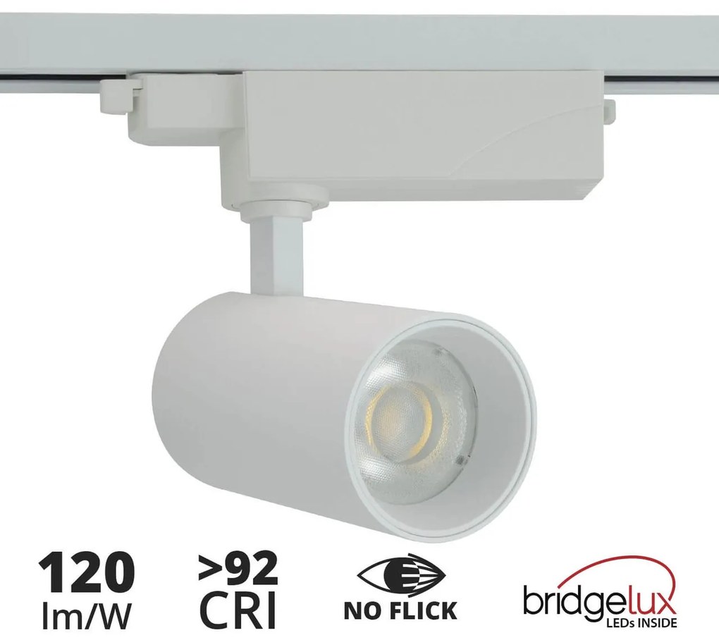 Faro LED 30W Monofase 60° 120lm/W CRI92 no Flickering - BRIDGELUX LED Colore Bianco Freddo 6.000K