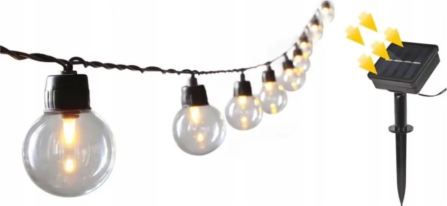 Catena luminosa solare decorativa 30xLED/8 funzioni 500 mAh 10,6 m IP67 bianco caldo