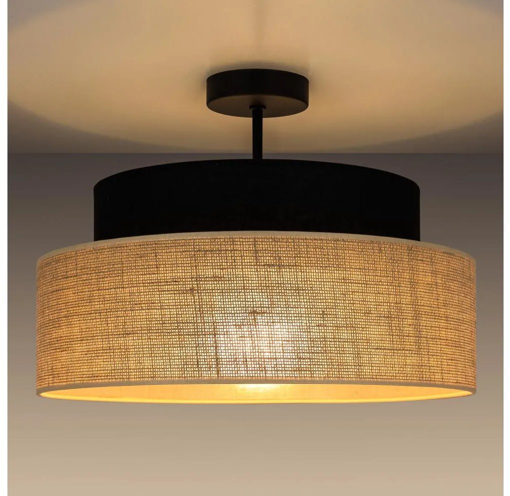 Lampadario a plafone BOHO 1xE27/60W/230V diametro 40 cm nero/beige