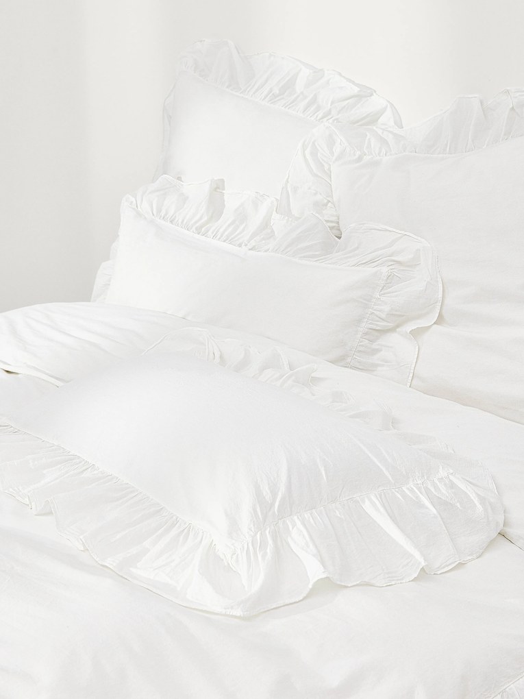 Copripiumino in cotone percalle lavato con volant Louane