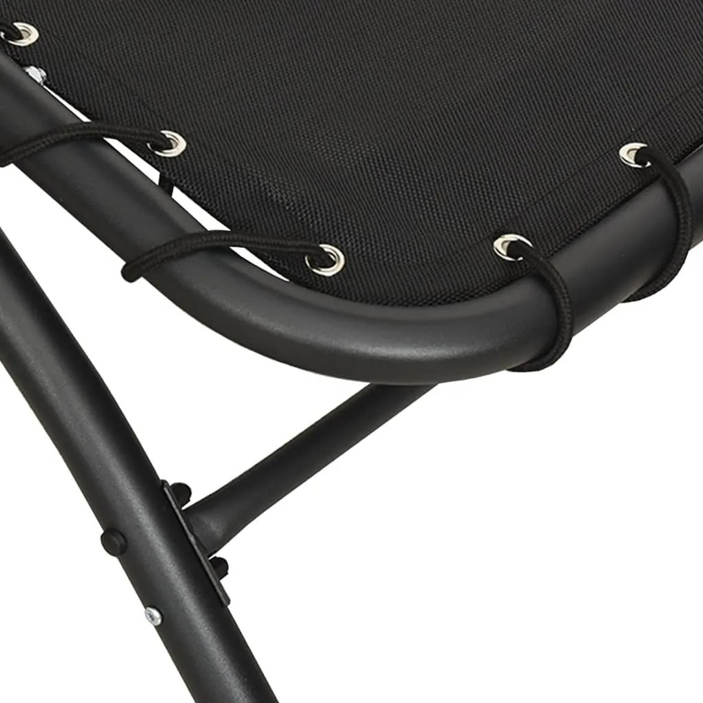 Lettino prendisole tettuccio nero 167x80x195cm tessuto acciaio