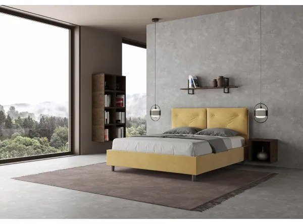 Letto matrimoniale e rete 160x190 in microfibra ocra Appia