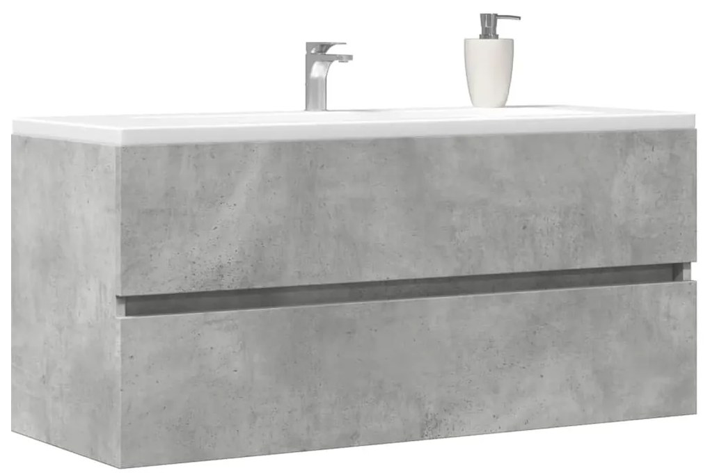 Mobile lavabo grigio cemento 100x38,5x45cm in legno multistrato