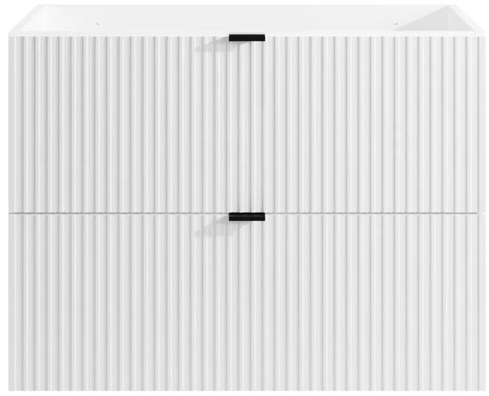 Mobile sotto lavabo sospeso a righe L80 cm Bianco - ZEVINI