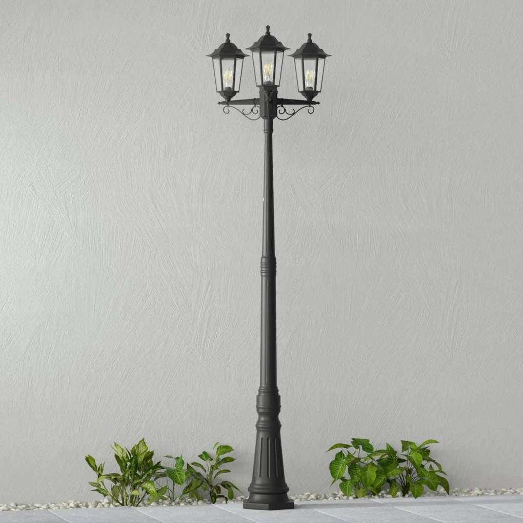 Lampada da esterno Lindby Nane, 217 cm, nera, resistente all'acqua di mare, E27 Nane Lindby, dimmerabile, Nero, Plastica, Antico