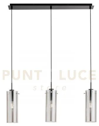 Lampadario a sospensione magic nera e fume' 3 luci attacco e27 79x1...