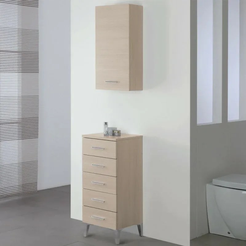 Base multiuso 35x34 cm larice con 5 cassetti scorrevoli H 83 cm Desya