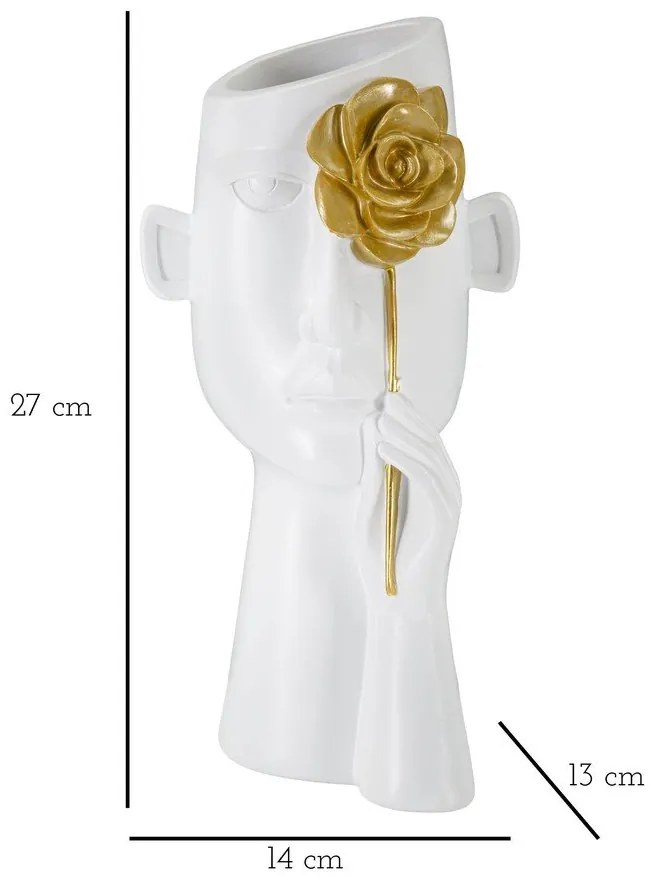 Vaso in poliresina bianca 27 cm Fiore - Mauro Ferretti