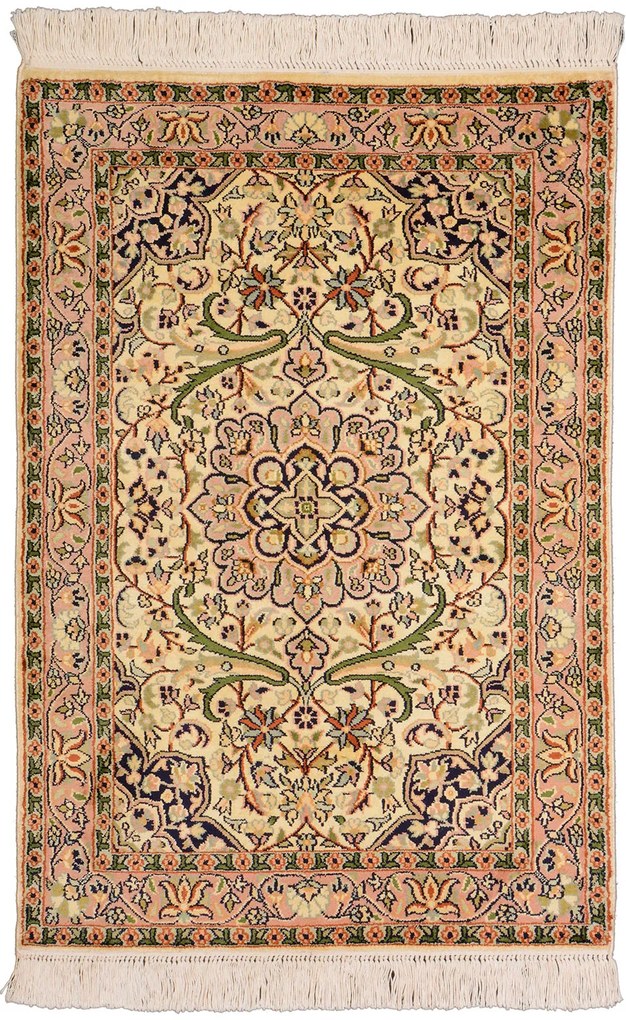 Cashmere Silk Tappeto 60 x 90 Beige (Indian) Annodato A Mano