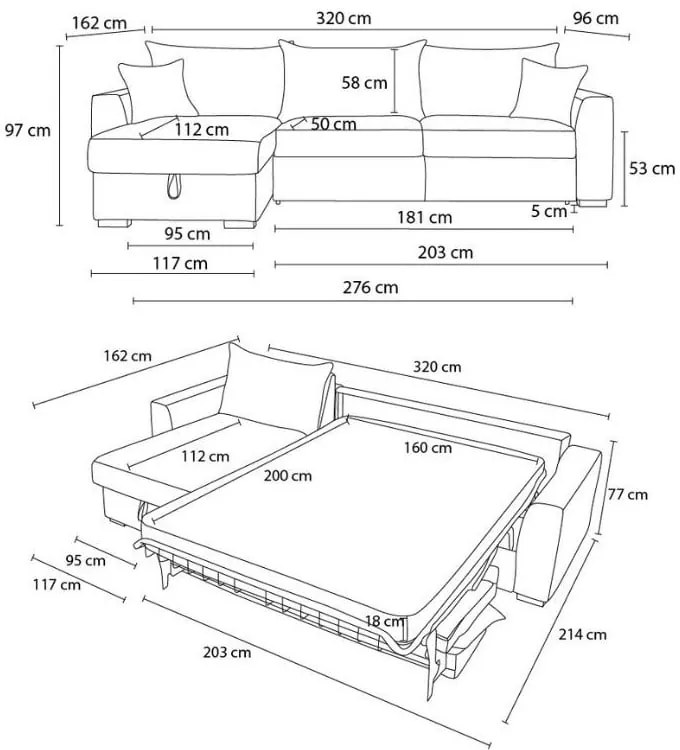 Divano angolare grigio allungabile (con composizione variabile) con rivestimento in velluto a coste Augustin – Bobochic Paris