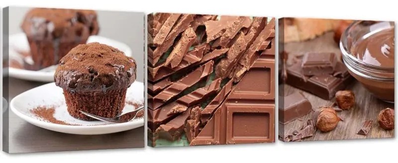 Quadro su tela 3 pezzi Torta al cioccolato  Dimensioni Tappeti 90x30