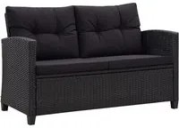 Divano da Giardino 2 Posti con Cuscini Nero 124 cm Polyrattan cod mxl 78304