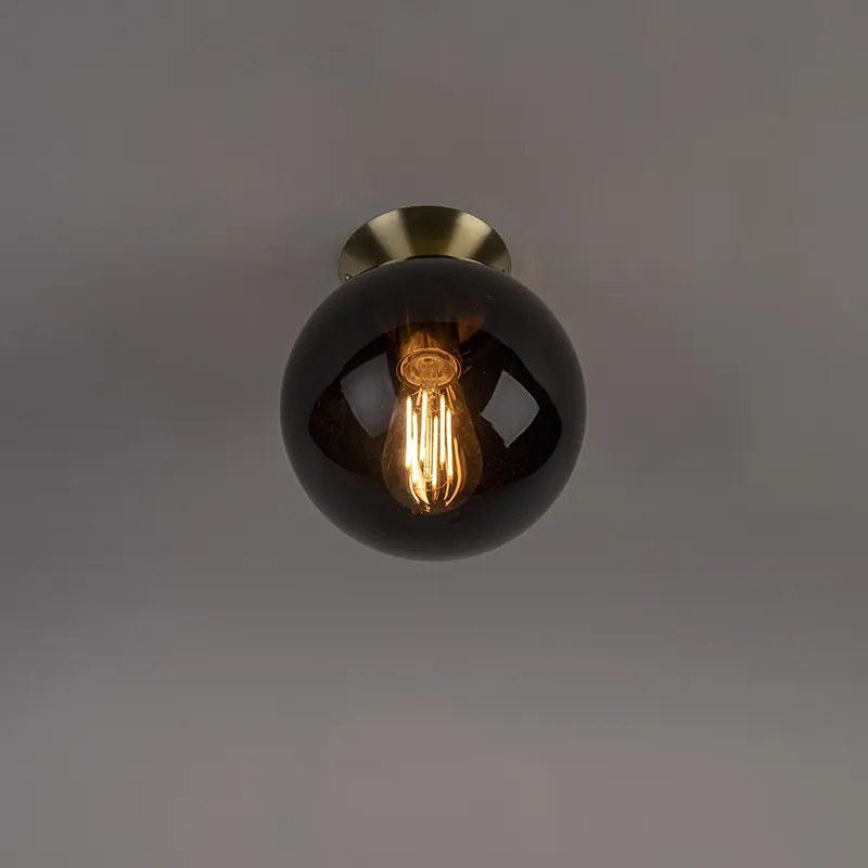 Plafoniera Art Déco ottone con vetro nero - Pallon