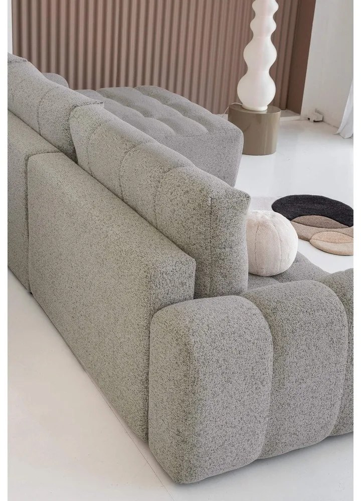 Divano angolare componibile marrone chiaro allungabile/con contenitore (con penisola a destra) Lulu – Miuform