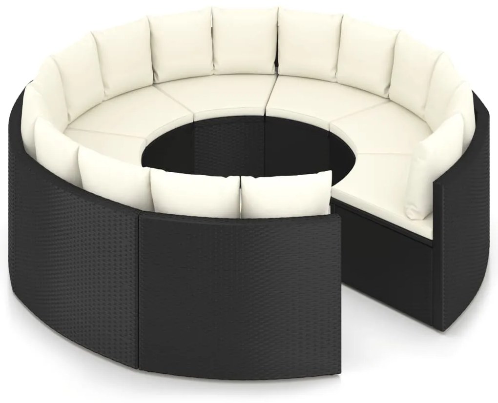 Set Divani da Giardino 8 pz con Cuscini in Polyrattan Nero