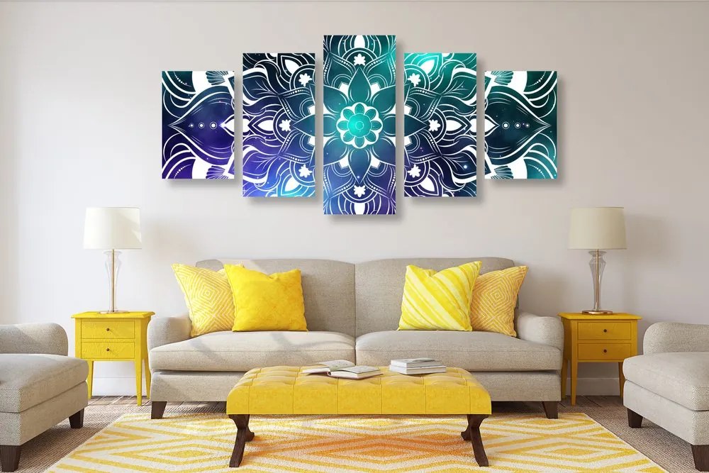 Quadri 5 pezzi – Mandala moderna con motivo orientale
