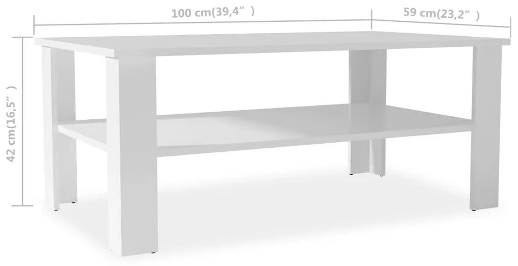 Tavolino da Salotto in Legno Multistrato 100x59x42 cm Bianco