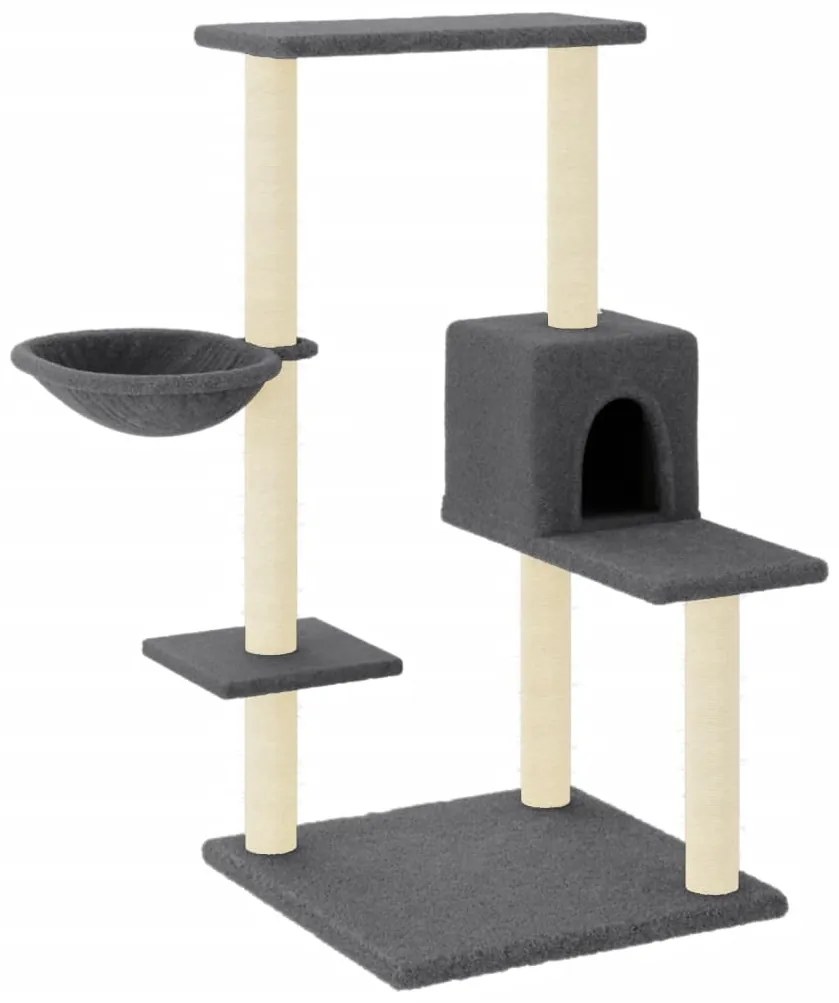 Albero per gatti con tiragraffi in sisal grigio scuro 95 cm
