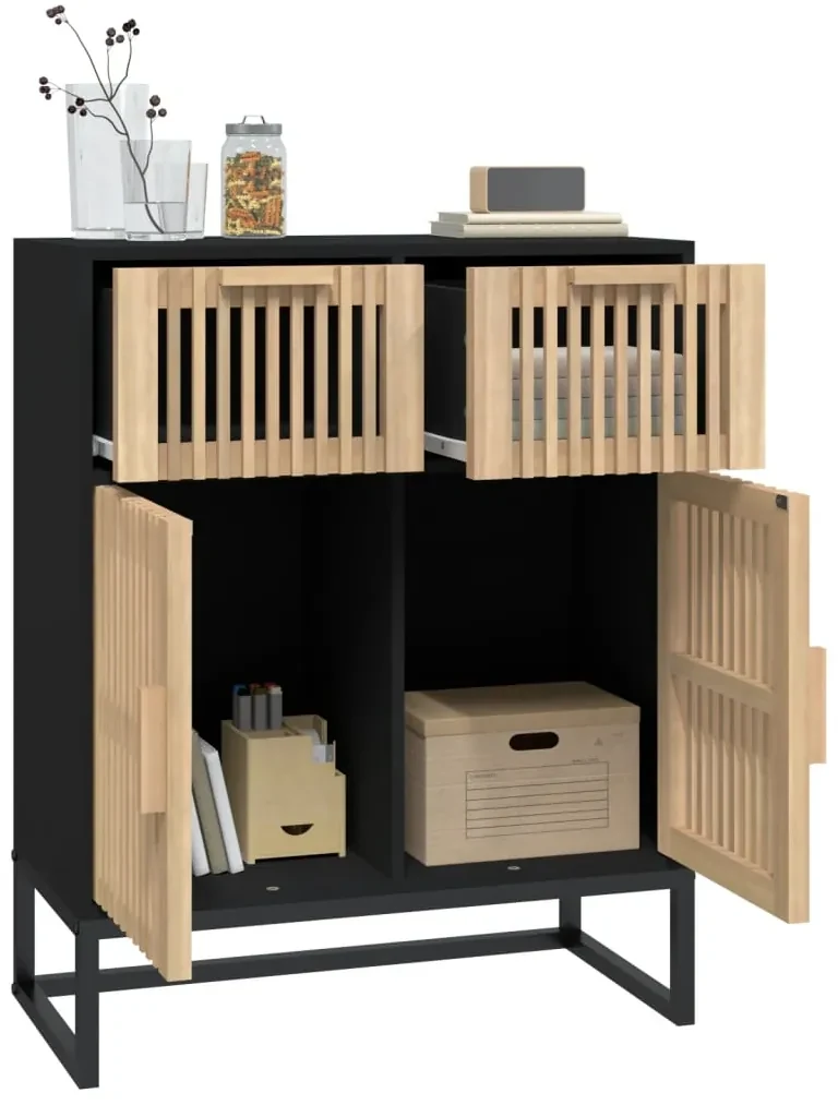 Credenza nera 60x30x75 cm in legno multistrato