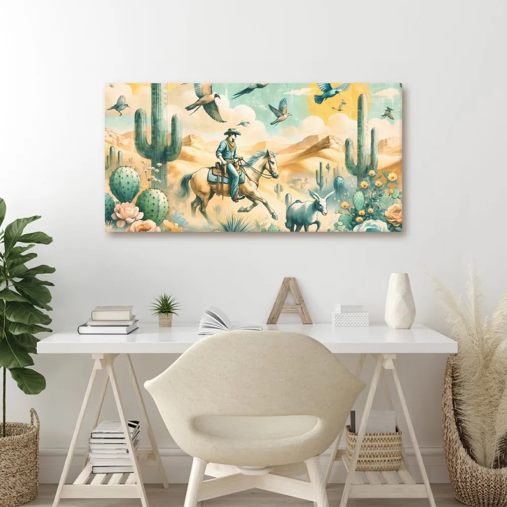 Quadro su tela – Scena western con cavallo