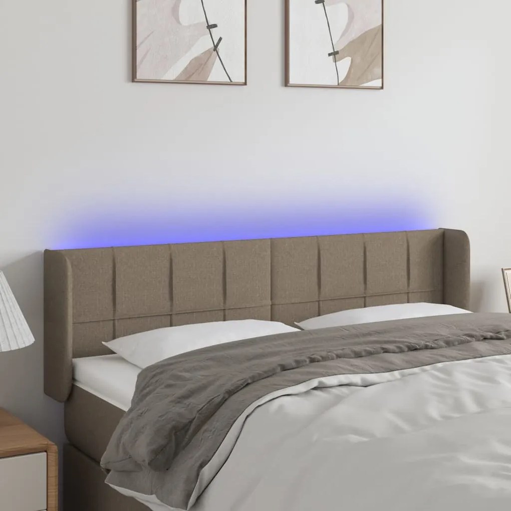 Testiera A Led Tortora 147x16x78/88 Cm İn Tessuto /