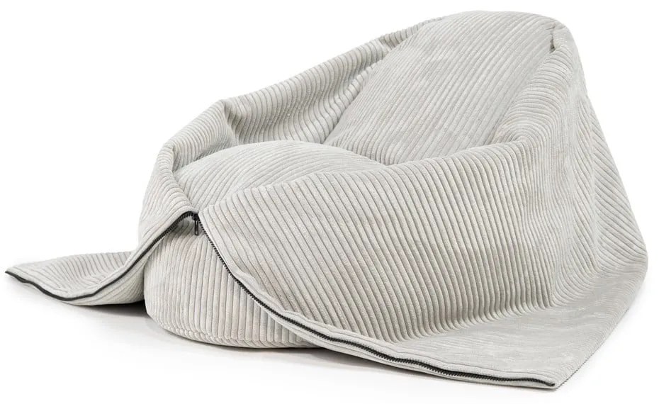 Pouf a sacco per bambini color crema con rivestimento in velluto a coste Cocoon 100 – SLOWDOWN