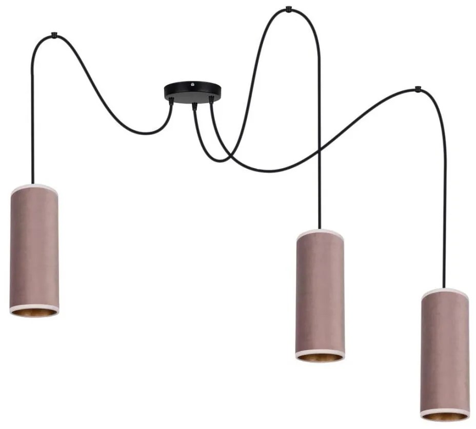Lampadario a sospensione AVALO 3xE27/60W/230V rosa/rame