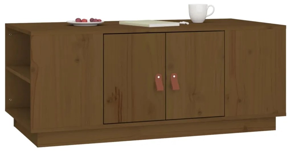 Tavolino da salotto miele 100x50x41cm in legno massello di pino