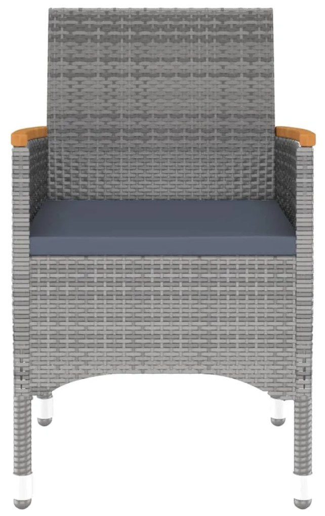 Set da Pranzo Giardino 5 pz Polyrattan e Vetro Temperato Grigio