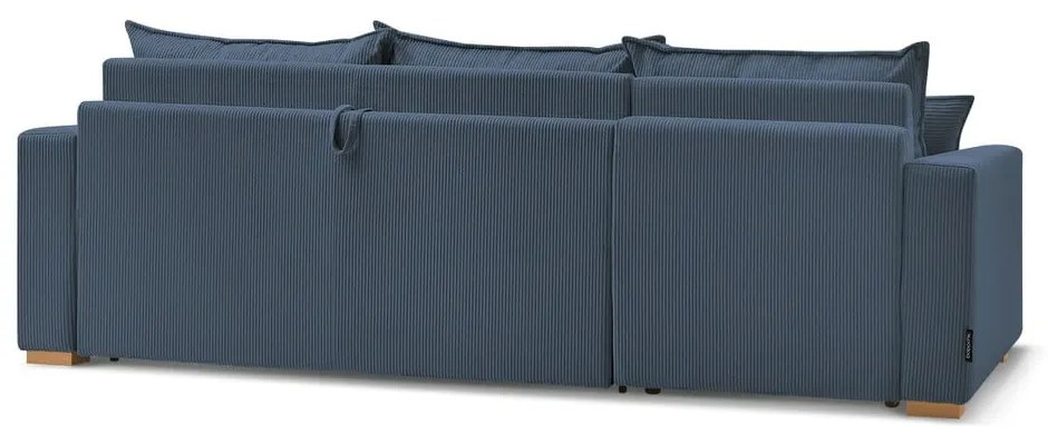 Divano angolare in blu scuro allungabile (con composizione variabile) con rivestimento in velluto a coste Augustin – Bobochic Paris