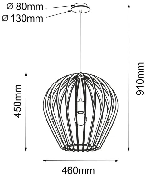 Amplex 5019 - Lampadario a cavo BALA 1xE27/20W/230V nero