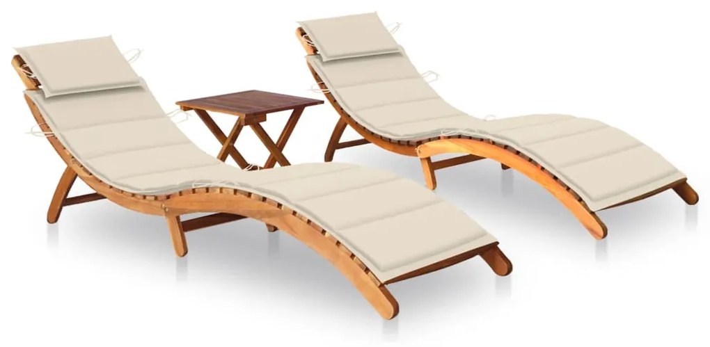 Lettini Prendisole 2 Pz Con Tavolo E Cuscini İn Legno Dacacia /