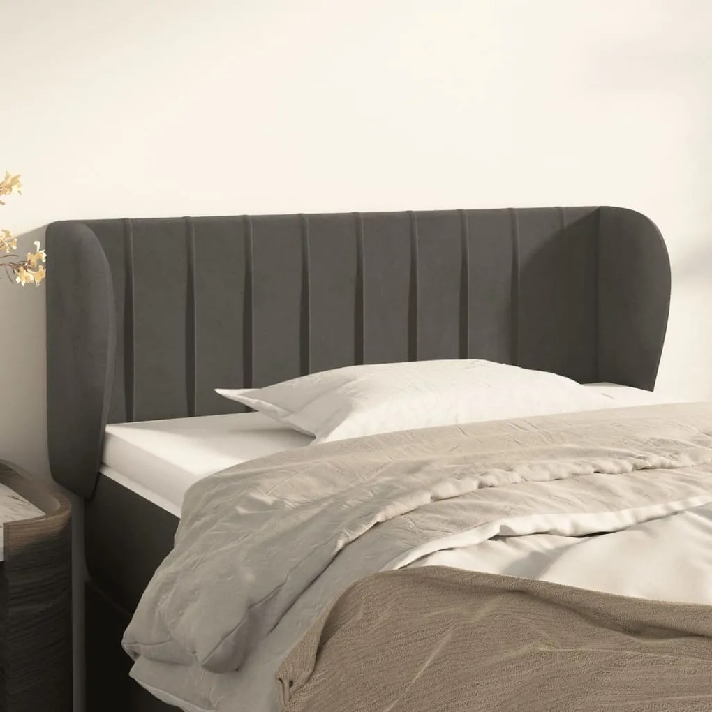Testiera Ad Orecchio Grigio Scuro 103x23x78/88 Cm İn Velluto /