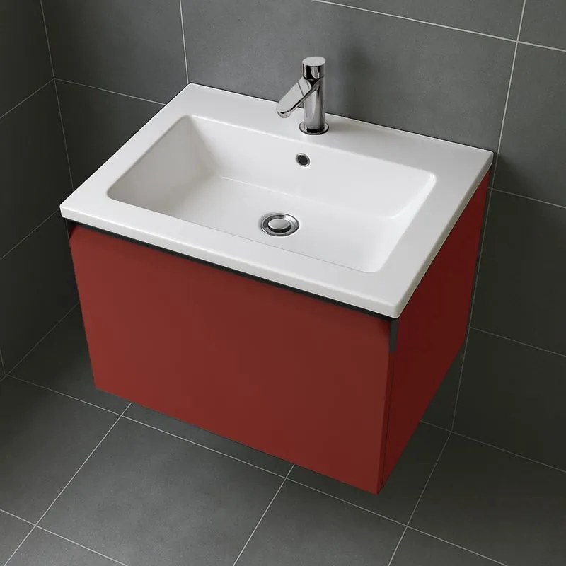 Mobile da bagno sospeso sotto lavabo L 59.5 x H 40 x P 45.5 cm rosso opaco, 1 cassetto Fusion