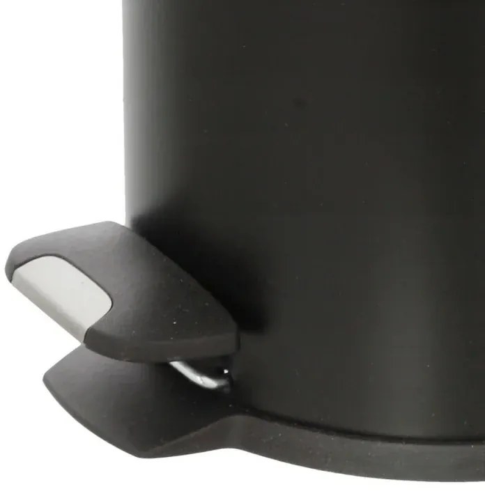 Pattumiera bagno in acciaio nero con pedale e coperchio slim 3 lt
