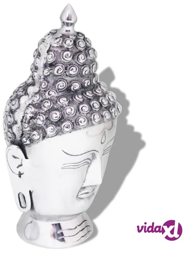 vidaXL Testa di Buddha Decorazione in Alluminio Argento