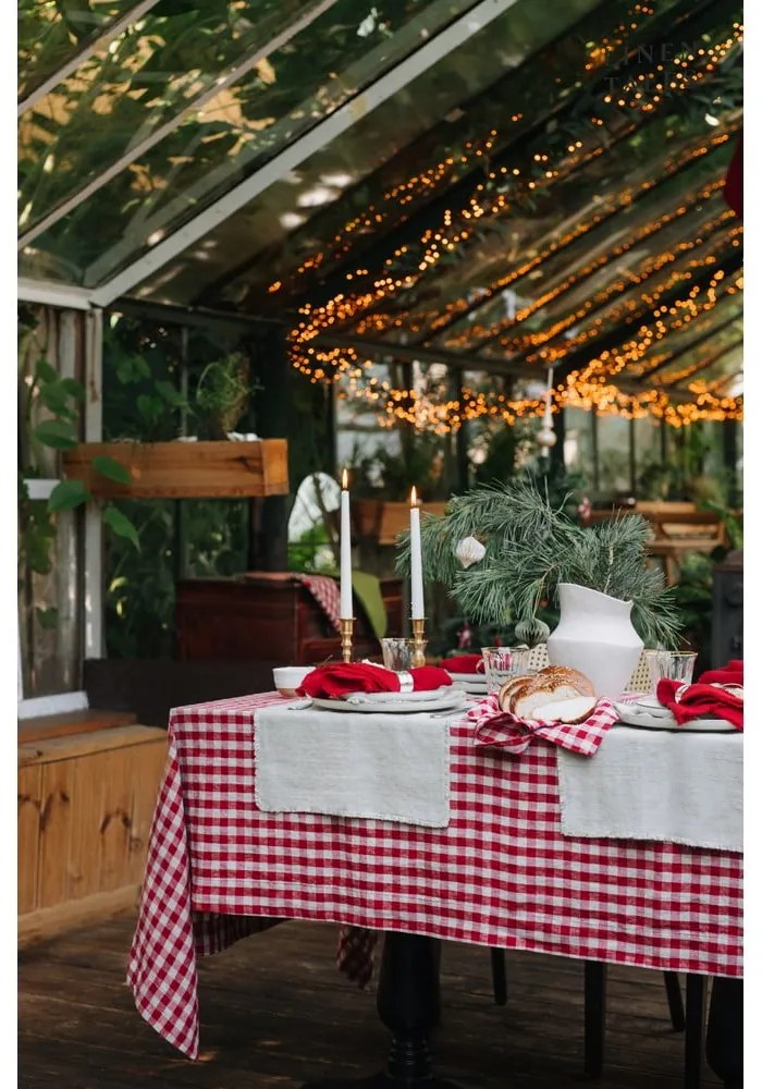 Tovaglia di lino 140x140 cm Red Gingham - Linen Tales