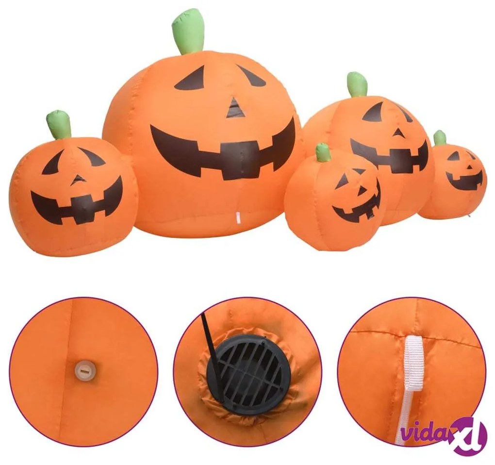 vidaXL Famiglia di Zucche Gonfiabili per Halloween con LED 1,8 m