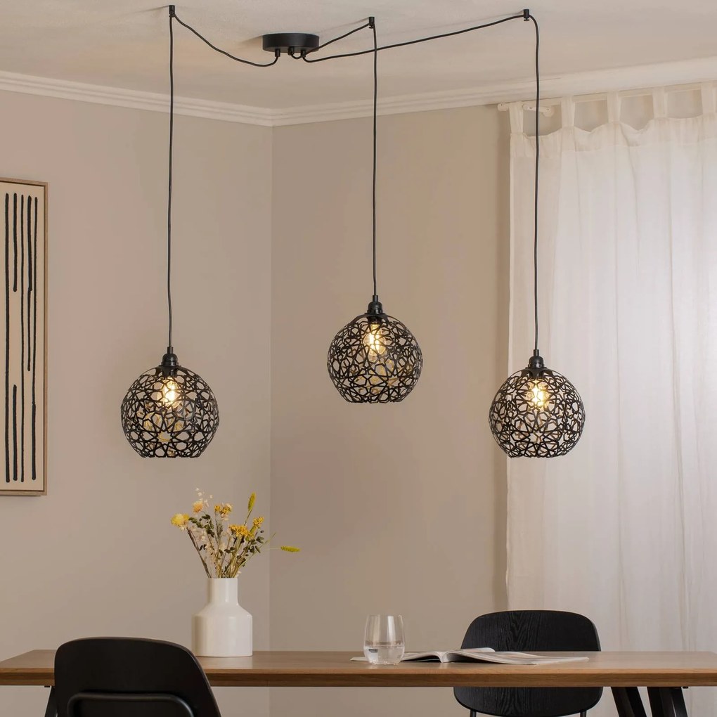 Lampada a sospensione Fellini MR-897 Opviq, dimmerabile, Nero, Soggiorno / Sala da pranzo, Metallo, Moderno, Lampada a sospensione