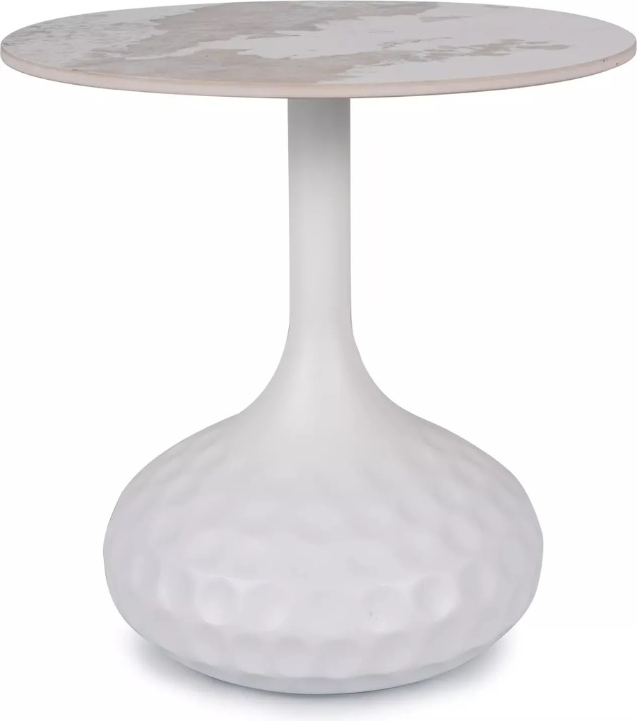 Tavolino Salo B in ceramica effetto marmo – Ø50x49 cm