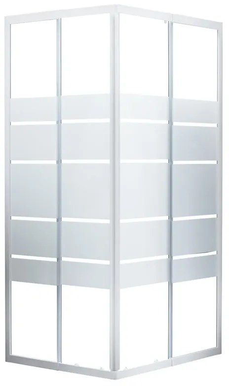 Box doccia angolare con porta scorrevole, vetro smerigliato 4 mm, L 77.5-89 cm x L 77.5-89 cm, H 185 cm, bianco Essential