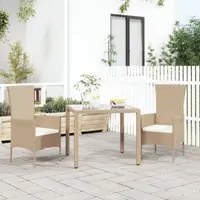 Sedie da Giardino con Cuscini 2 pz in Polyrattan Beigecod mxl 95480