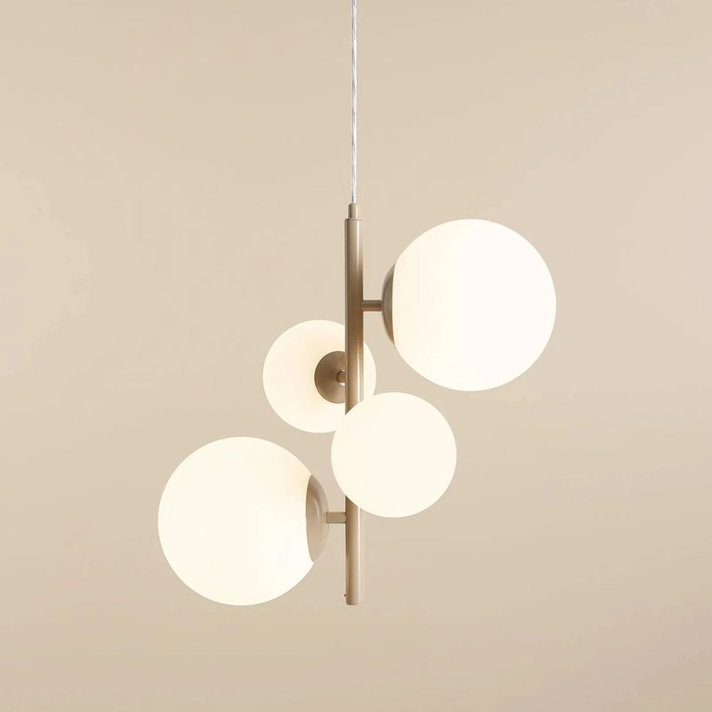 ALDEX Lampada a sospensione Joel, beige/bianco, a 4 luci