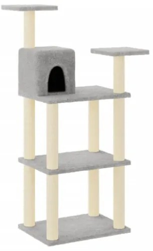 Albero per Gatti con Tiragraffi in Sisal Grigio Chiaro 118,5 cm